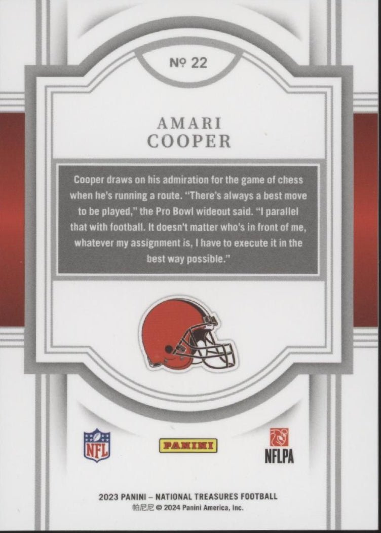 Amari Cooper 2023 Panini National Treasures Gold 13/35 #22 - Collector Store LLC