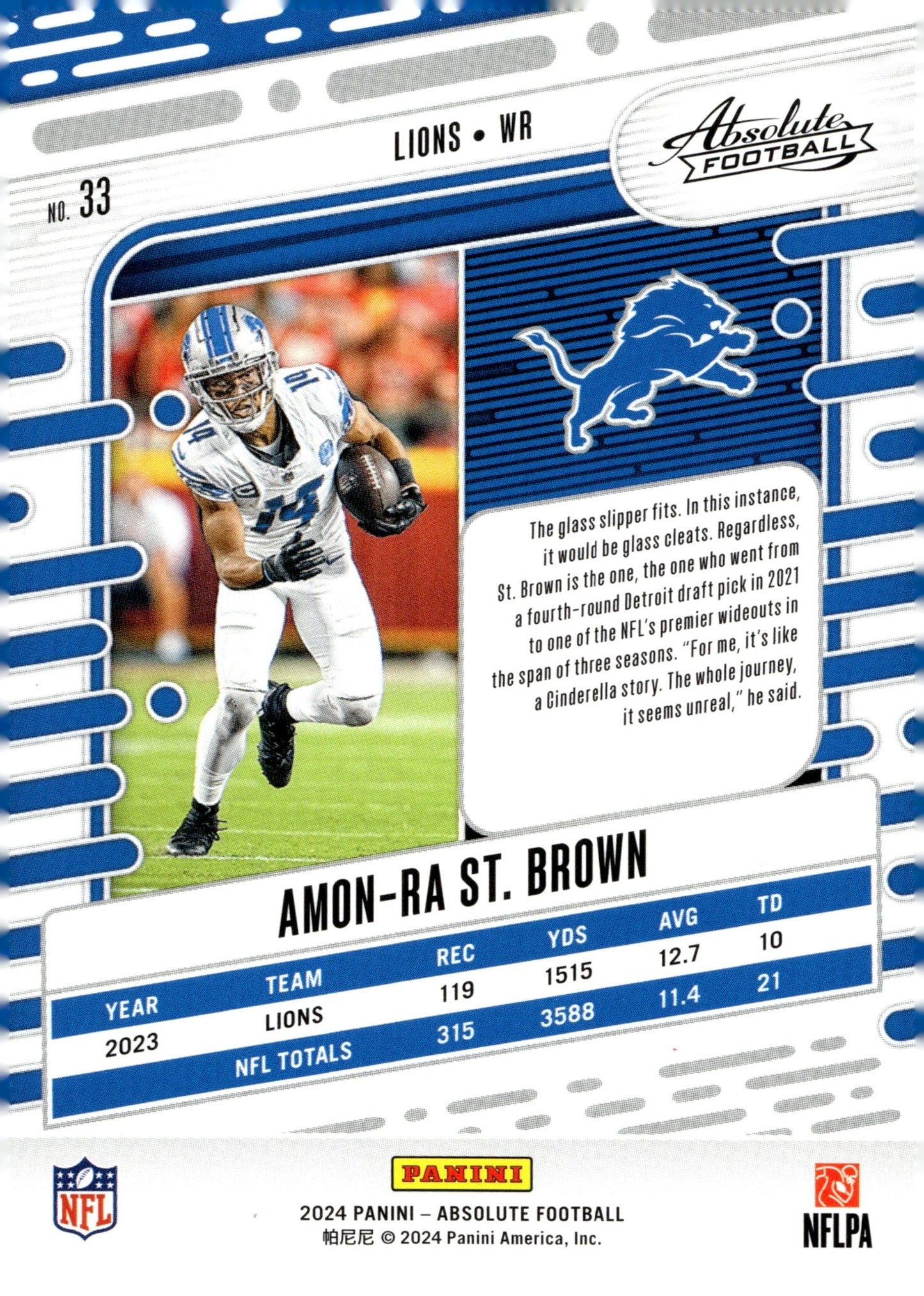 Amon - Ra St. Brown 2024 Panini Absolute #33 - Collector Store LLC