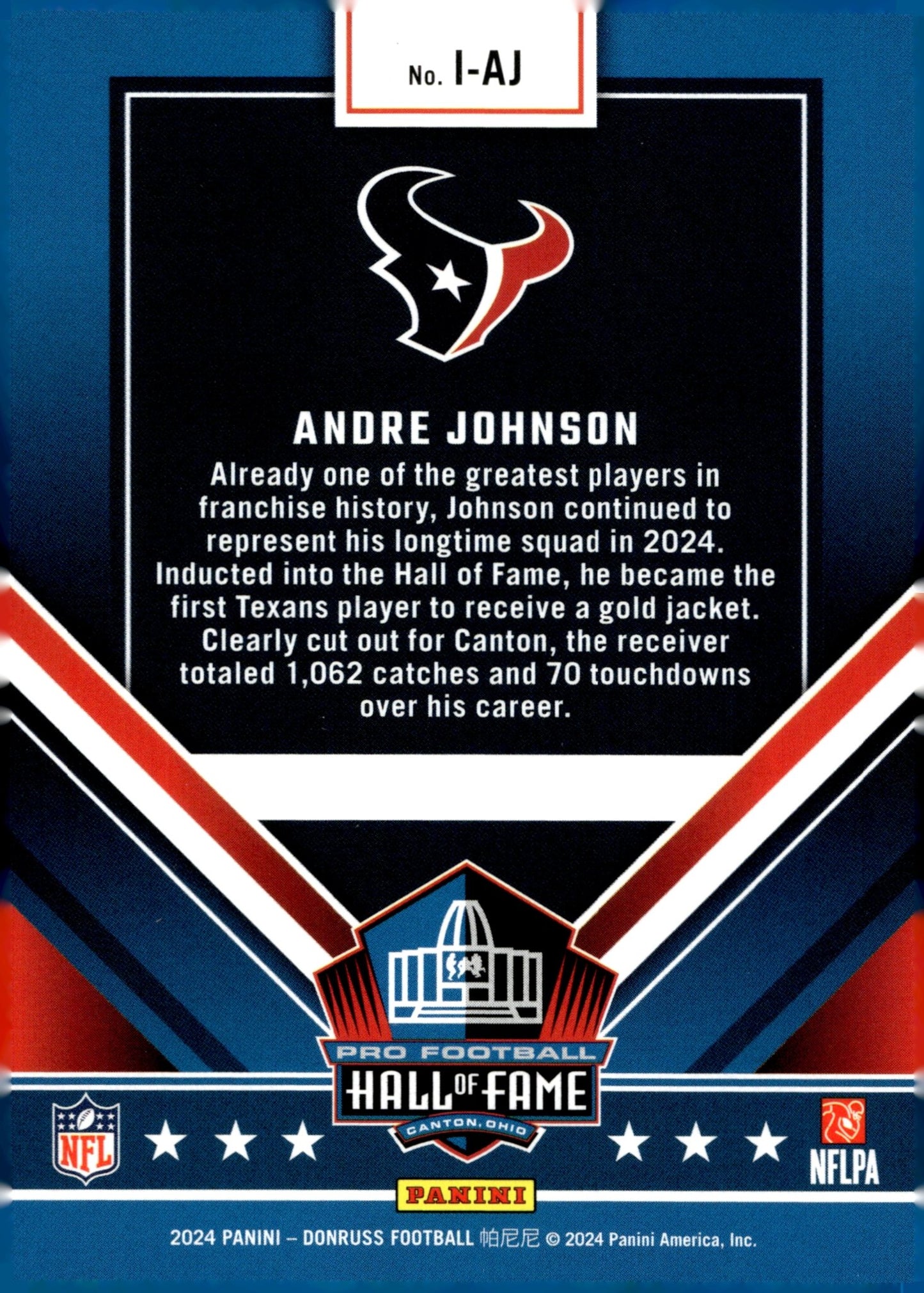 Andre Johnson 2024 Panini Donruss Inducted Hall of Fame #I - AJ #2 - Collector Store LLC