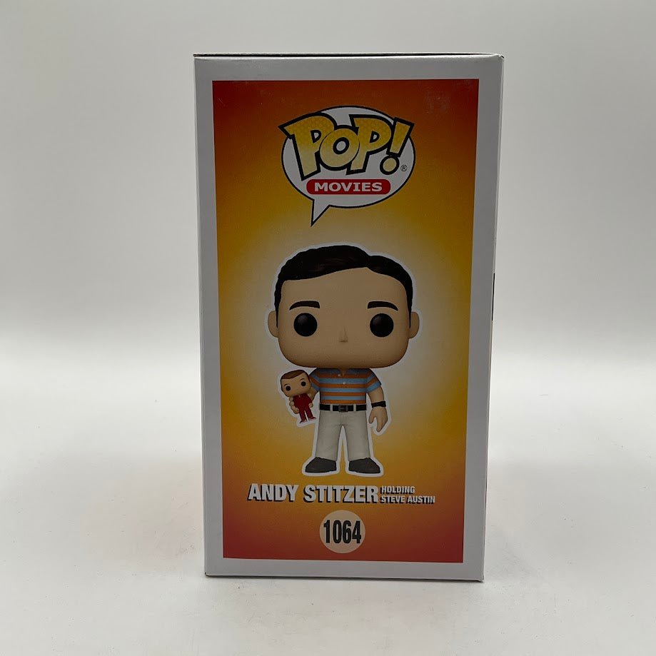 Andy Stitzer Holding Steve Austin Funko Pop! The 40 Year Old Virgin #1064 Chase - Collector Store LLC