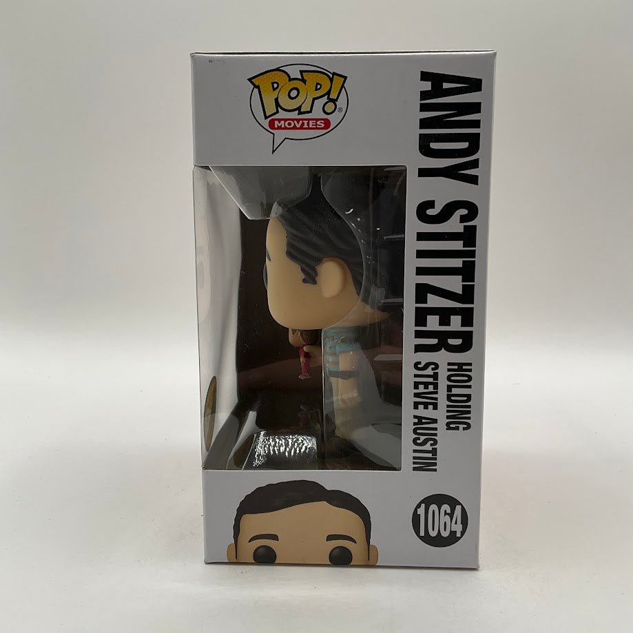 Andy Stitzer Holding Steve Austin Funko Pop! The 40 Year Old Virgin #1064 Chase - Collector Store LLC