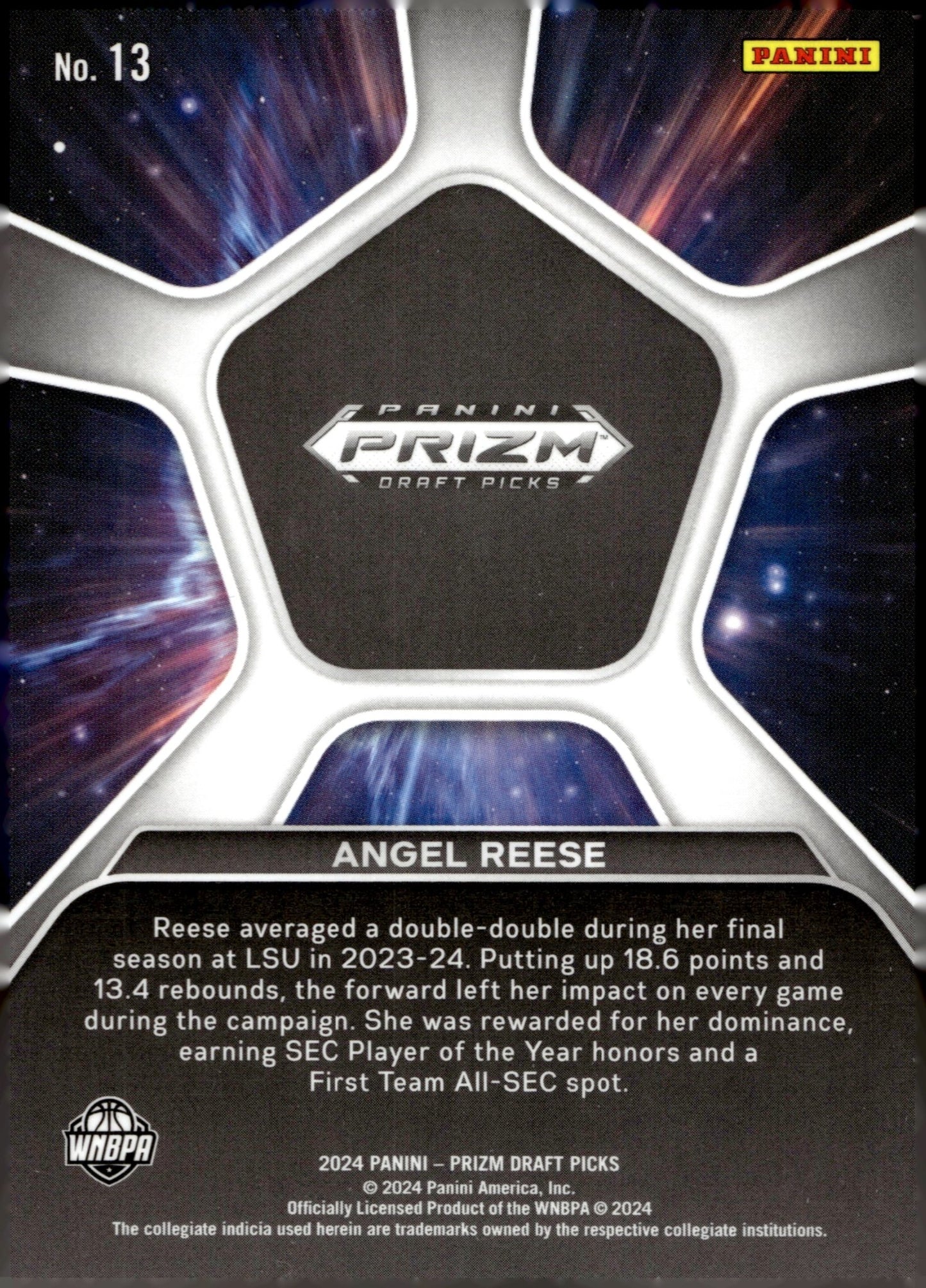 Angel Reese 2024 Panini Prizm Draft Picks Deep Space RC #13 #2 - Collector Store LLC