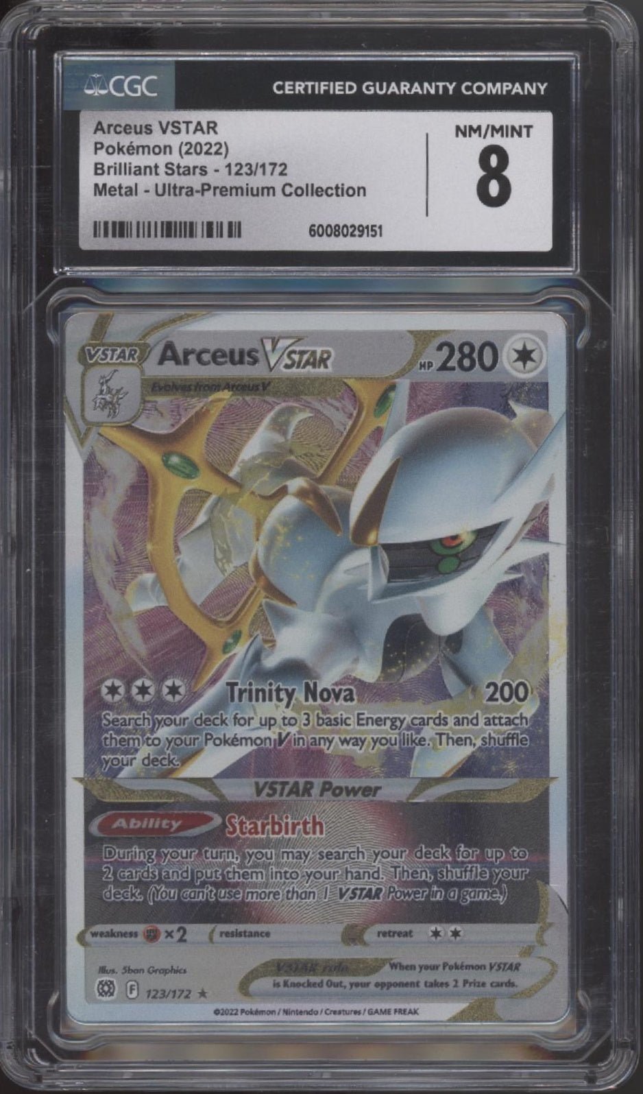 Arceus VSTAR Pokemon Brilliant Stars Ultra Premium Collection Metal Card CGC 8 Arceus VSTAR Pokemon Brilliant Stars Ultra Premium Collection Metal Card CGC 8