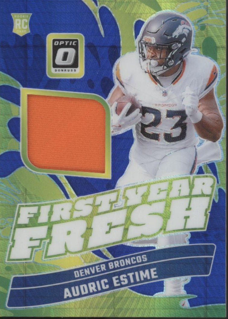 Audric Estime 2024 Panini Donruss Optic First Year Fresh Swatch Prizm RC #1 - Collector Store LLC