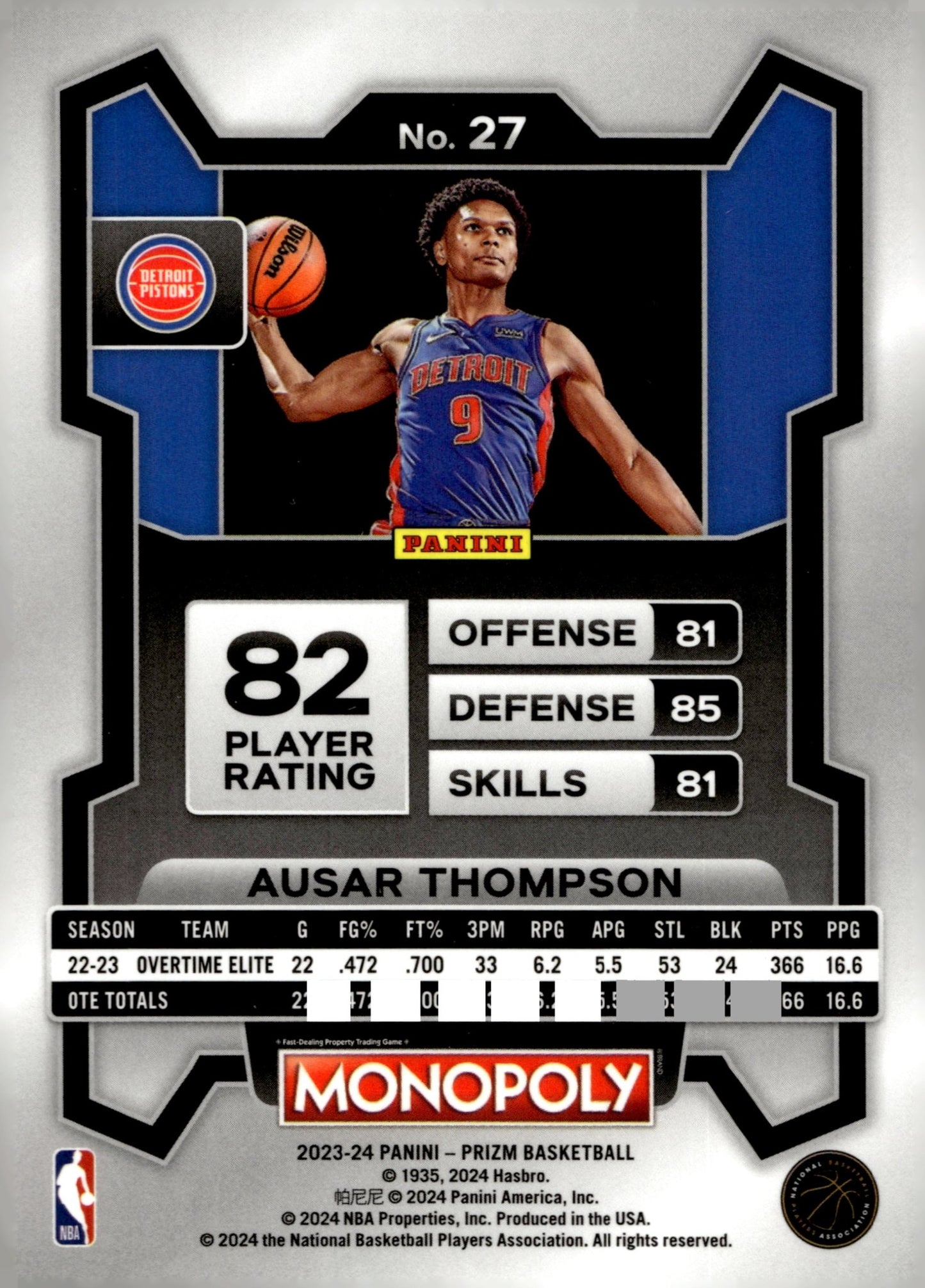 Ausar Thompson 2023 - 24 Panini Prizm RC #27 - Collector Store LLC