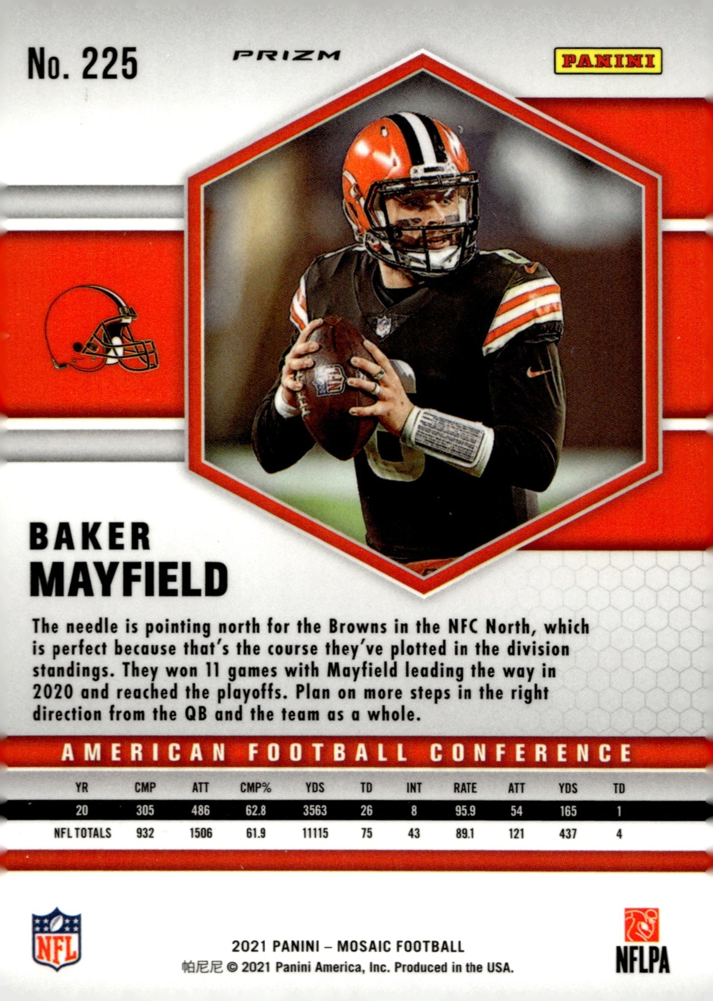 Baker Mayfield 2024 Panini Mosaic AFC Blue Prizm #225 - Collector Store LLC