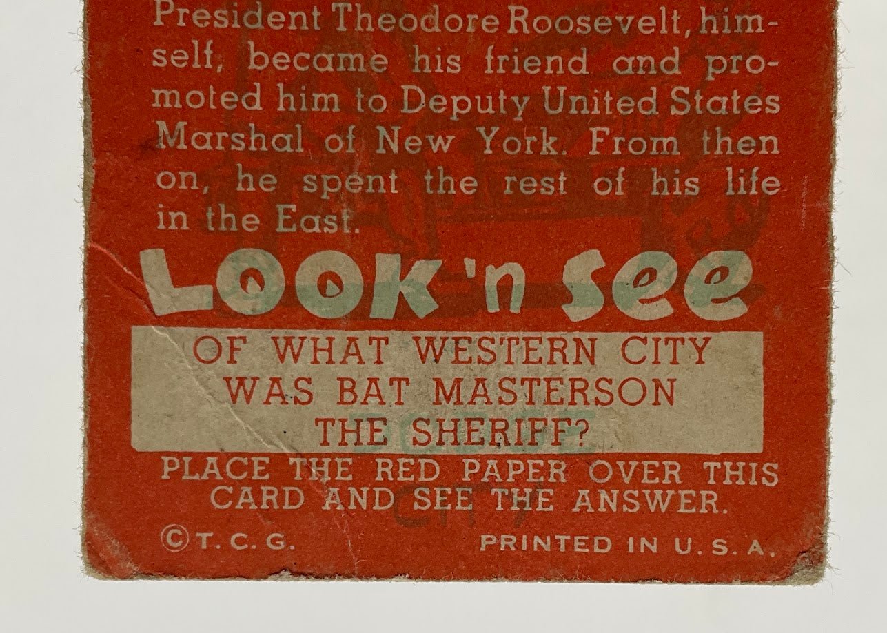 Bat Masteron 1952 Topps Look 'n See #62 PR - Collector Store LLC