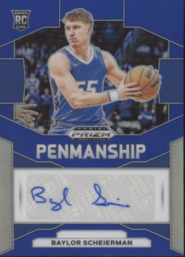 Baylor Scheierman 2024 Prizm Draft Picks Penmanship Blue Prizm RC Auto 123/149 - Collector Store LLC