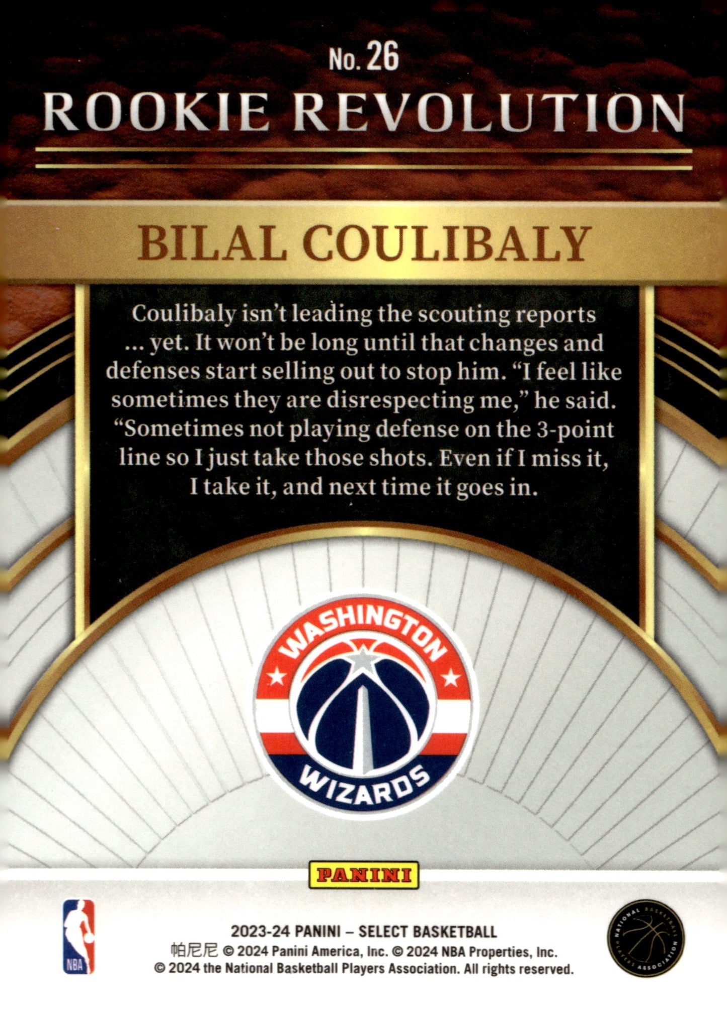 Bilal Coulibaly 2023 - 24 Panini Select Rookie Revolution RC #26 - Collector Store LLC