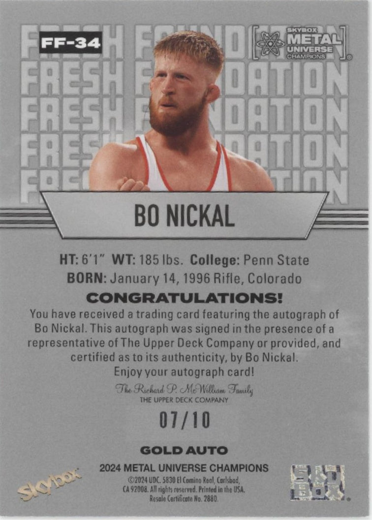 Bo Nickal 2024 Skybox Metal Universe Champions Fresh Foundation RC Auto 07/10 - Collector Store LLC