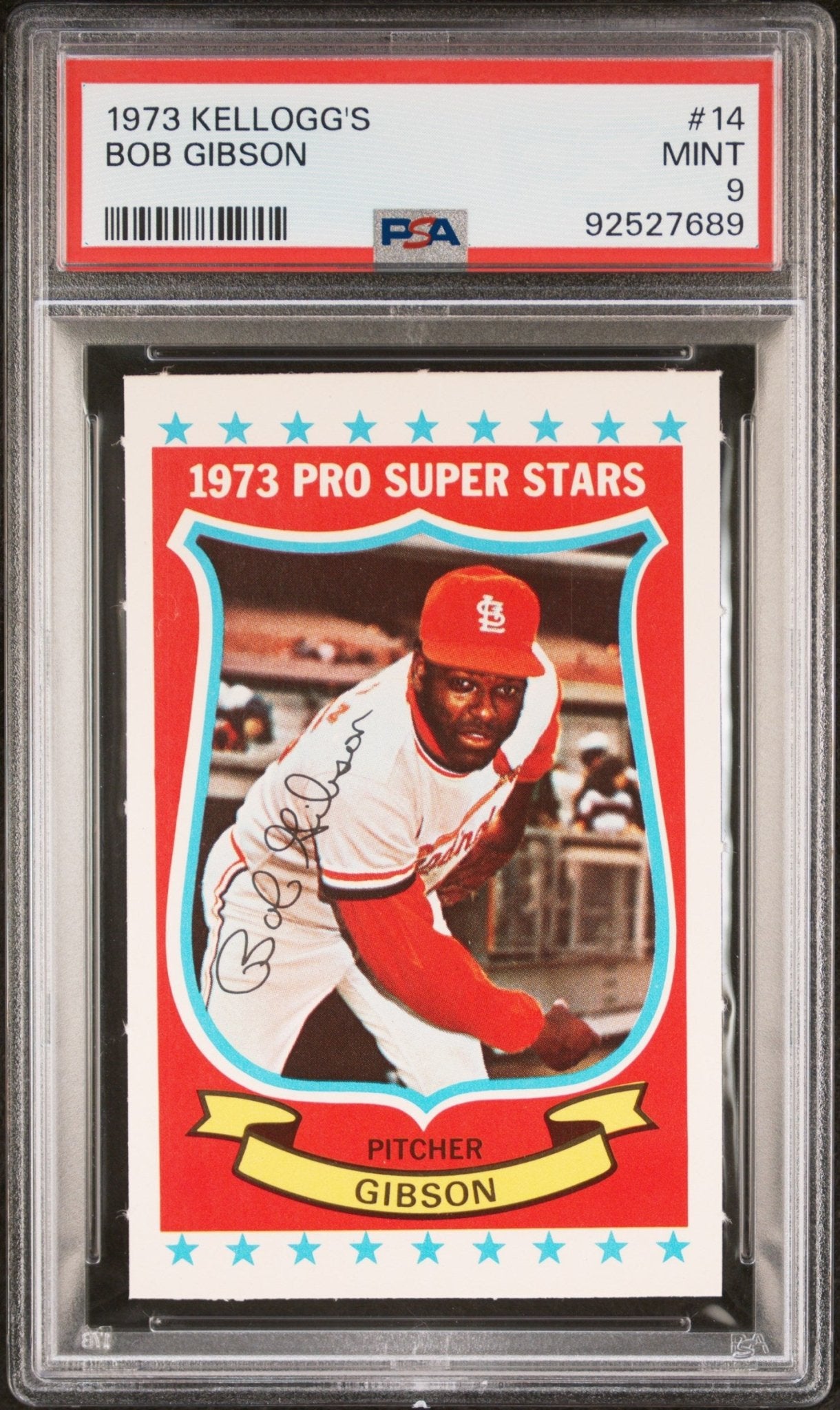 Bob Gibson 1973 Kellogg's #14 PSA 9 - Collector Store LLC