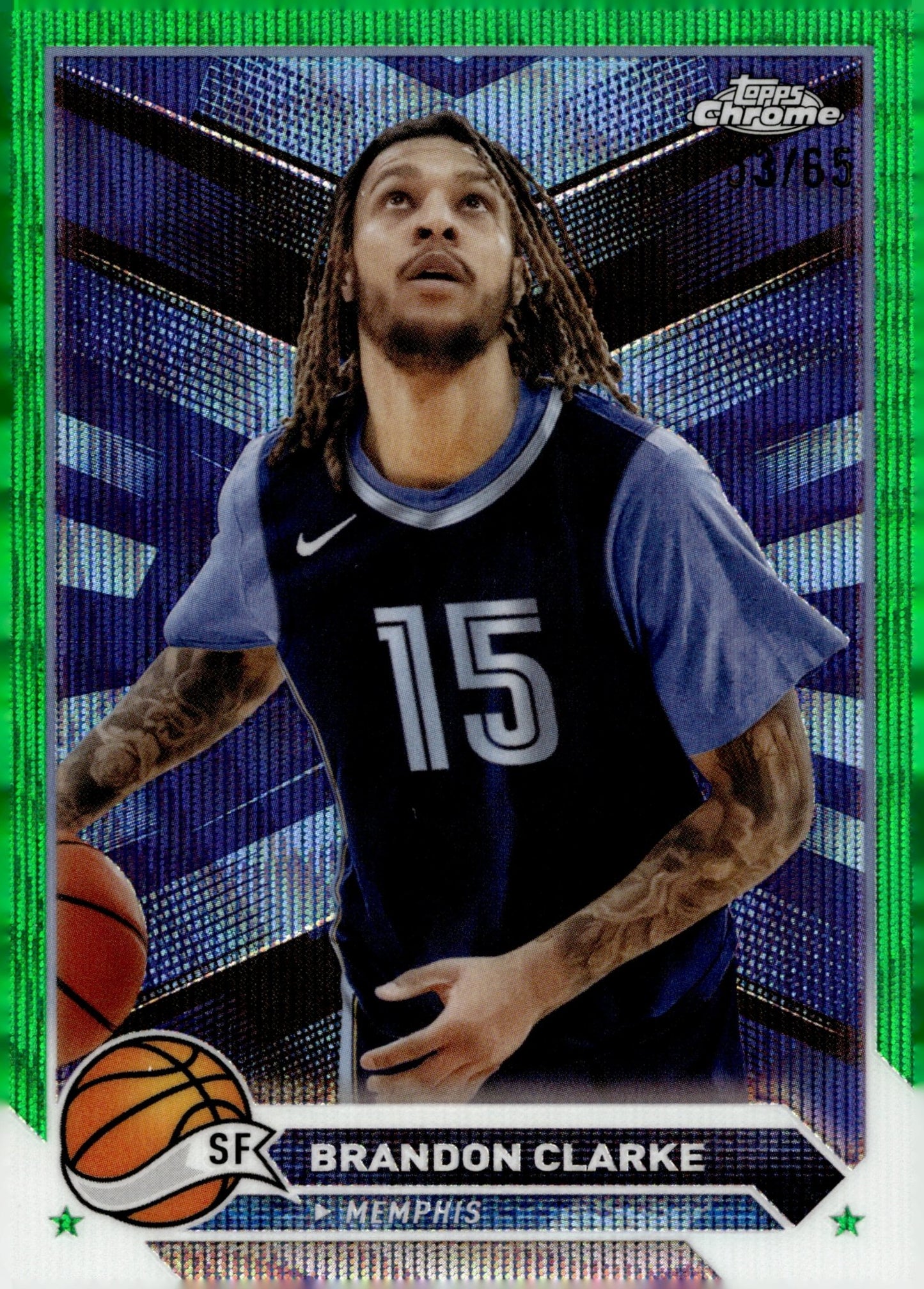 Brandon Clarke 2024 Topps Chrome Green Wave Refractor 53/65 #142 - Collector Store LLC