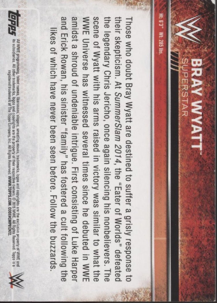 Bray Wyatt 2015 Topps WWE Shirt Swatch Card - Collector Store LLC