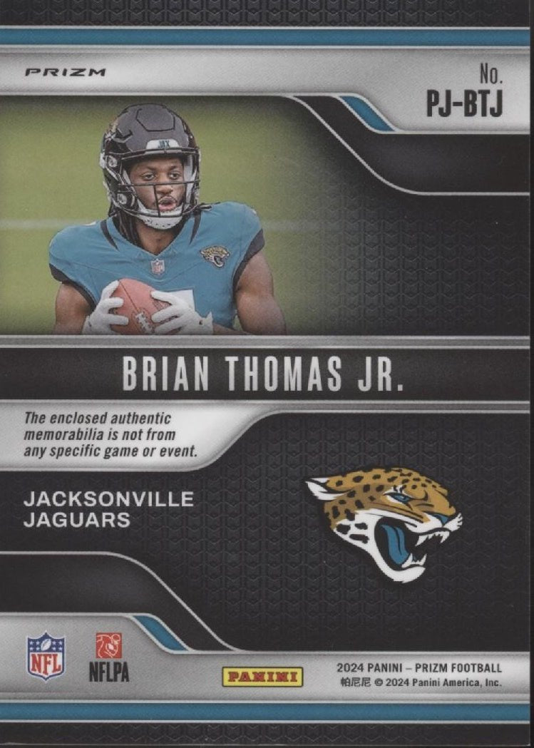 Brian Thomas Jr. 2024 Panini Prizm Premier Pink Prizm Swatch RC #PJ - BTJ - Collector Store LLC