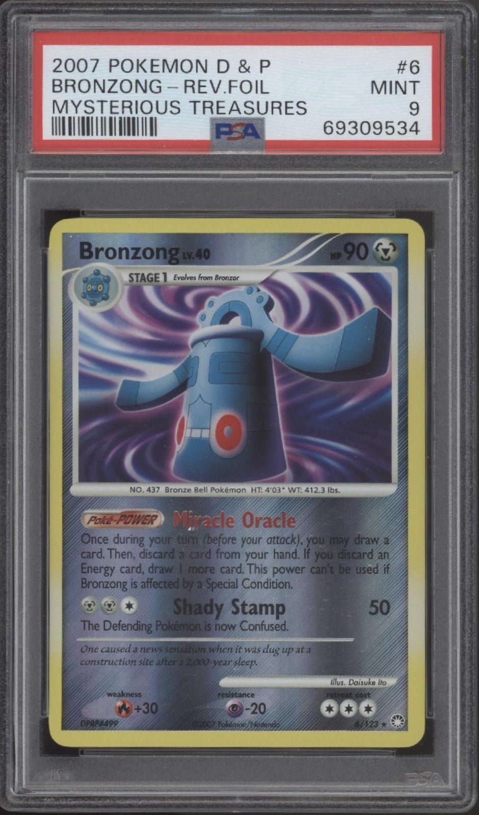 Bronzong Pokemon Mysterious Treasures Reverse Foil #6 PSA 9 Bronzong Pokemon Mysterious Treasures Reverse Foil #6 PSA 9