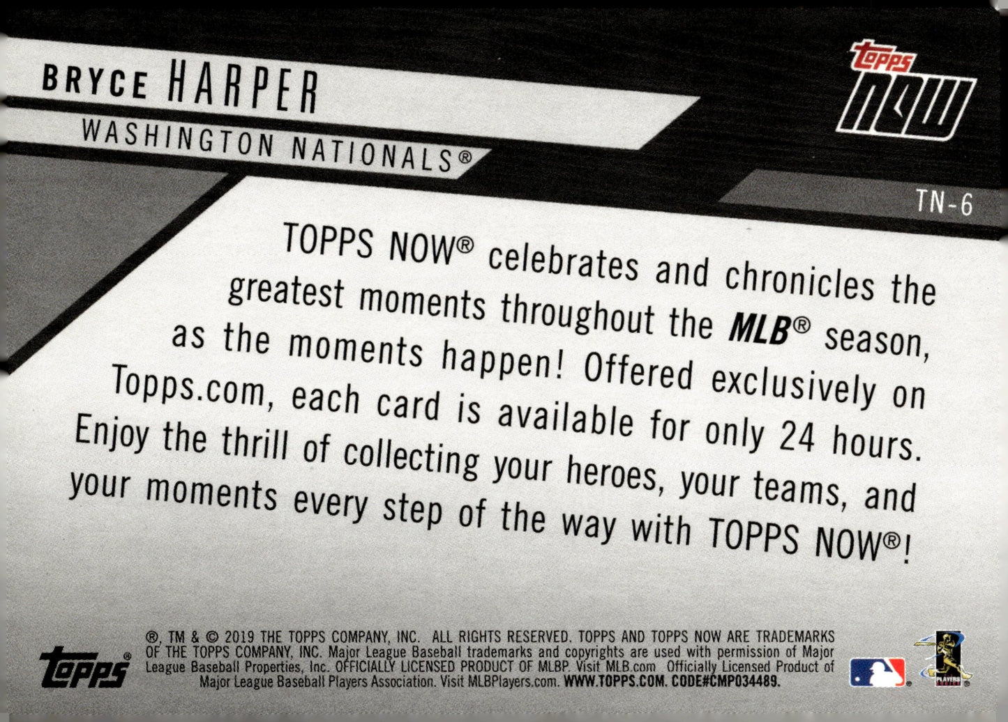 Bryce Harper 2019 Topps Now Review #TN - 6 - Collector Store LLC
