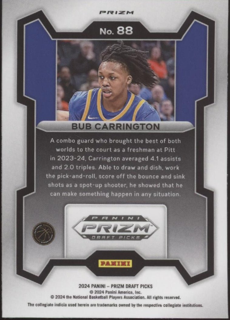 Bub Carrington 2024 Panini Prizm Draft Picks Snakeskin Prizm RC #88 - Collector Store LLC