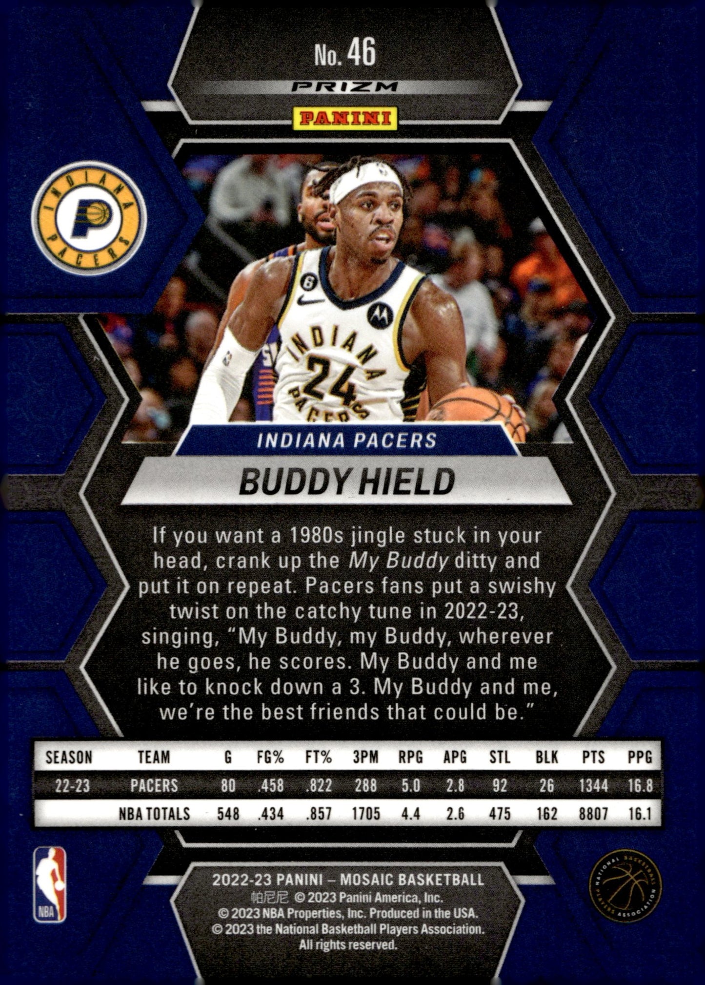 Buddy Hield 2022 - 23 Panini Mosaic Green Prizm #46 - Collector Store LLC