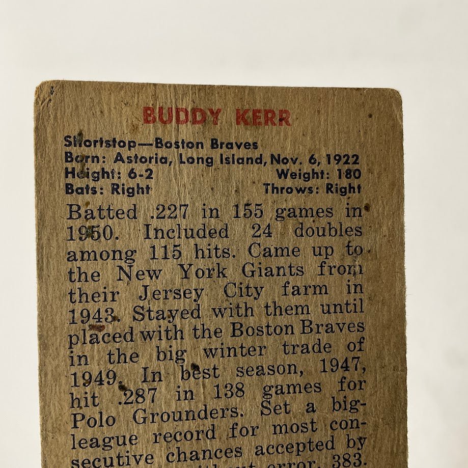 Buddy Kerr 1951 Bowman #171 Boston Braves GD - Collector Store LLC