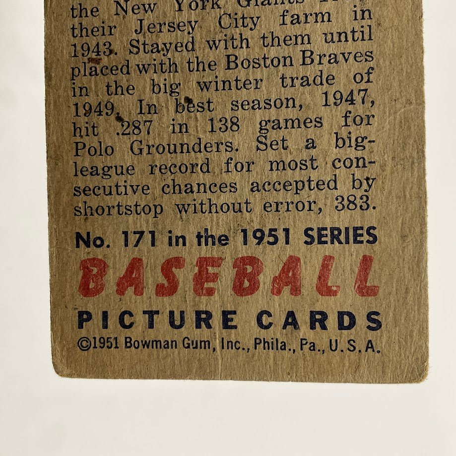 Buddy Kerr 1951 Bowman #171 Boston Braves GD - Collector Store LLC