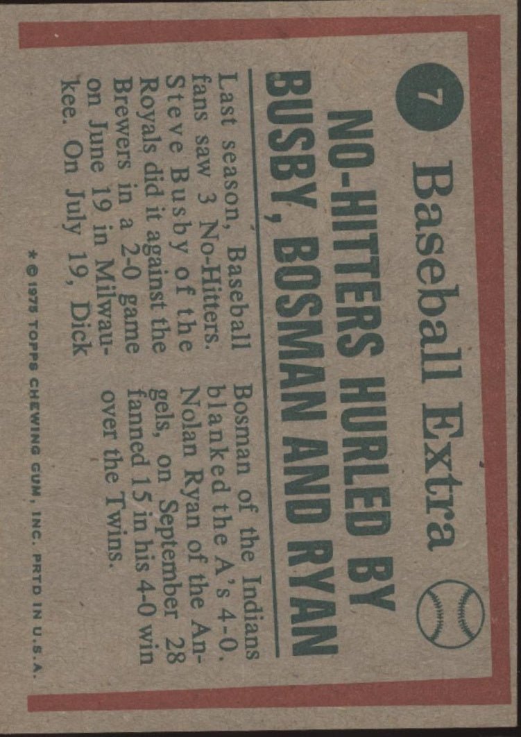 Busby / Bosman / Ryan 1975 Topps '74 Highlights #7 EX - Collector Store LLC