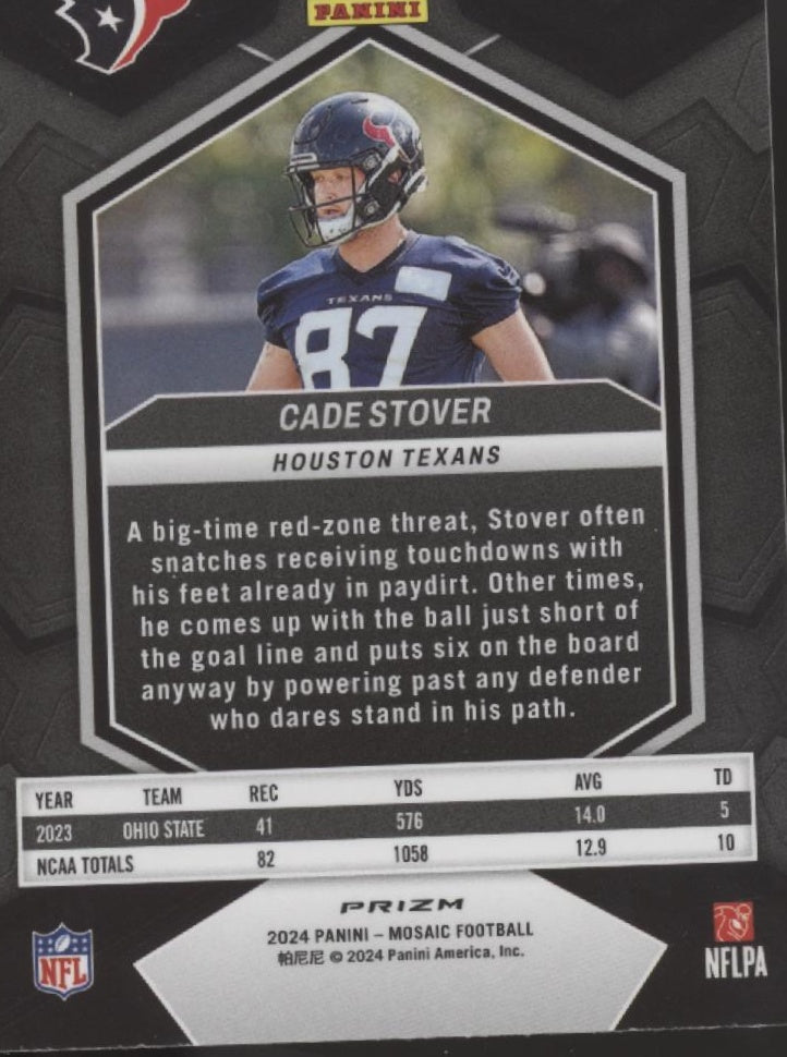 Cade Stover 2024 Panini Mosaic Red Camo Prizm RC #384 - Collector Store LLC