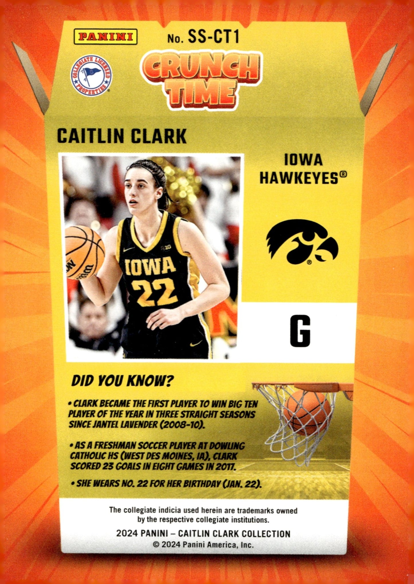 Caitlin Clark 2024 Panini Caitlin Clark Collection Crunch Time RC #SS - CT1 - Collector Store LLC