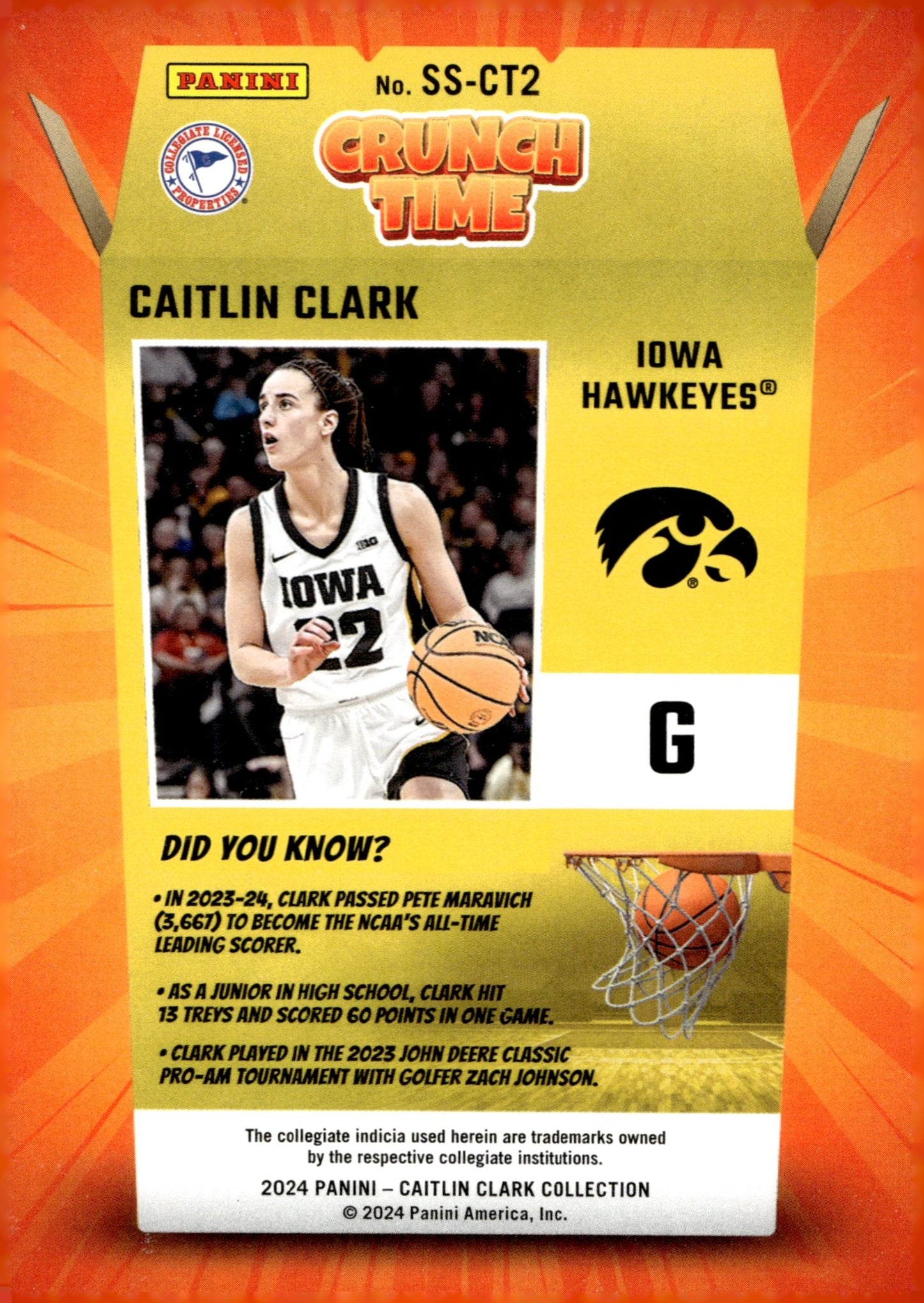 Caitlin Clark 2024 Panini Caitlin Clark Collection Crunch Time RC #SS - CT2 - Collector Store LLC