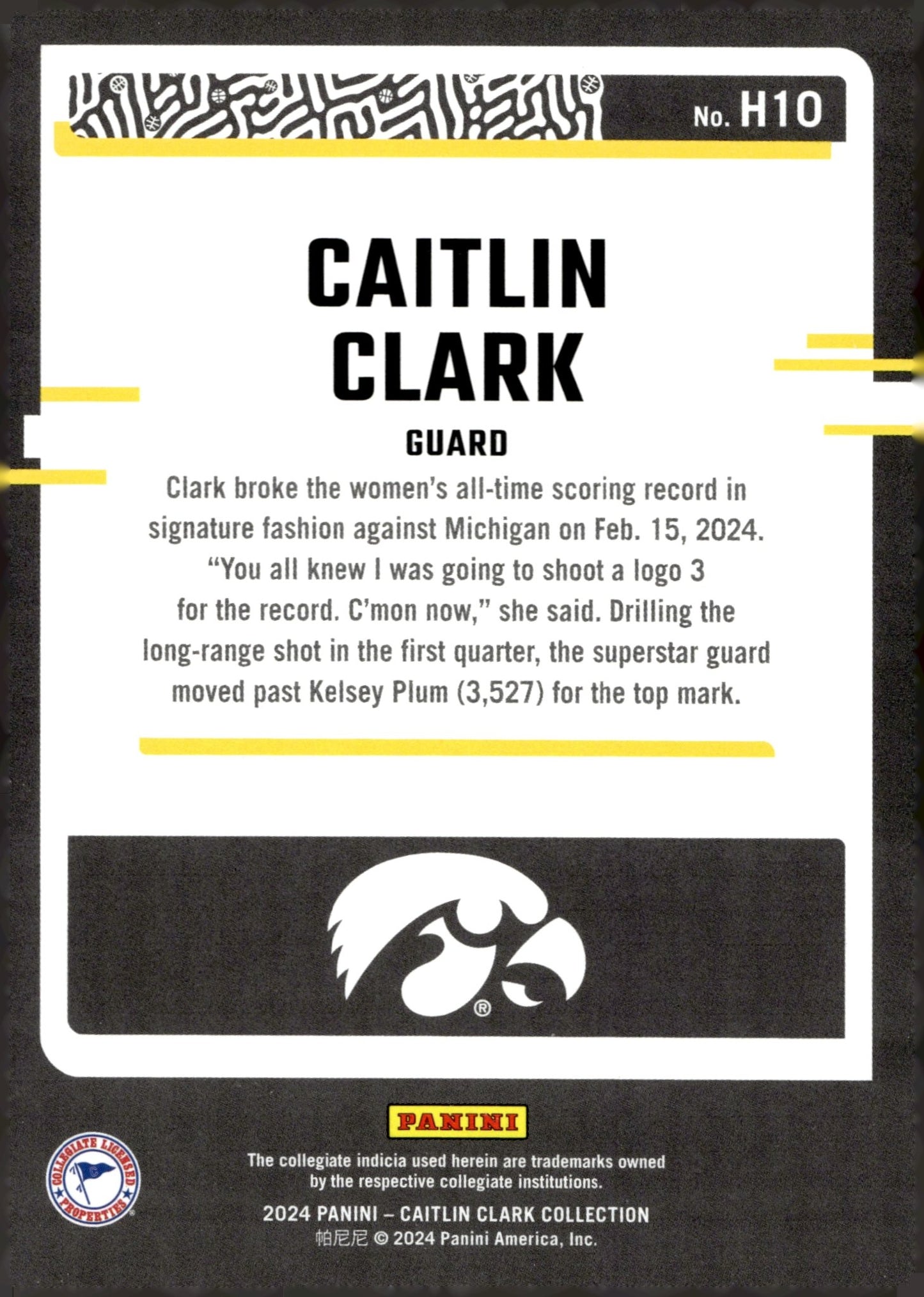 Caitlin Clark 2024 Panini Caitlin Clark Collection Highlights Red RC #H10 - Collector Store LLC