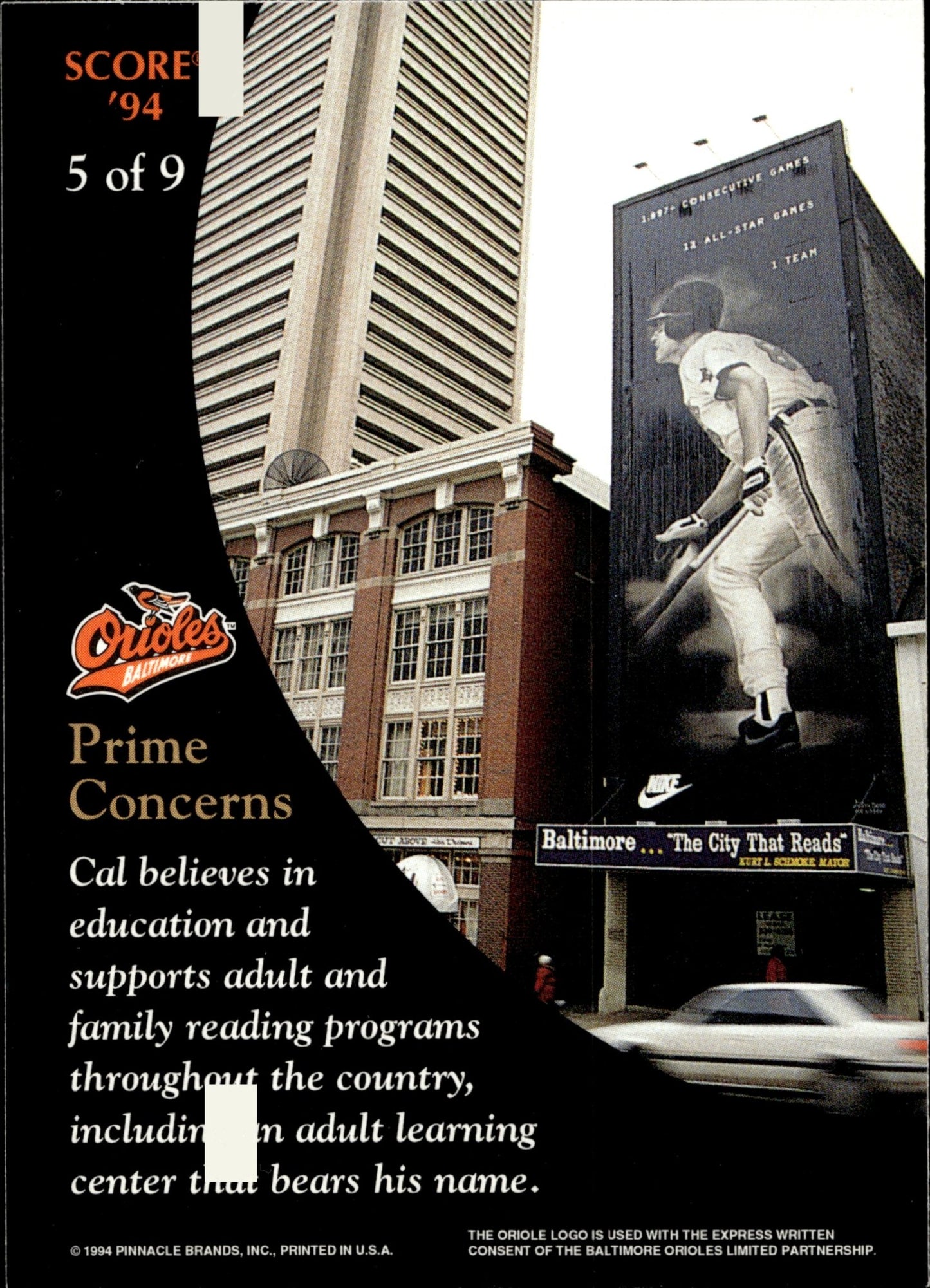 Cal Ripken Jr. 1994 Pinnacle Score 5 1 - Collector Store LLC