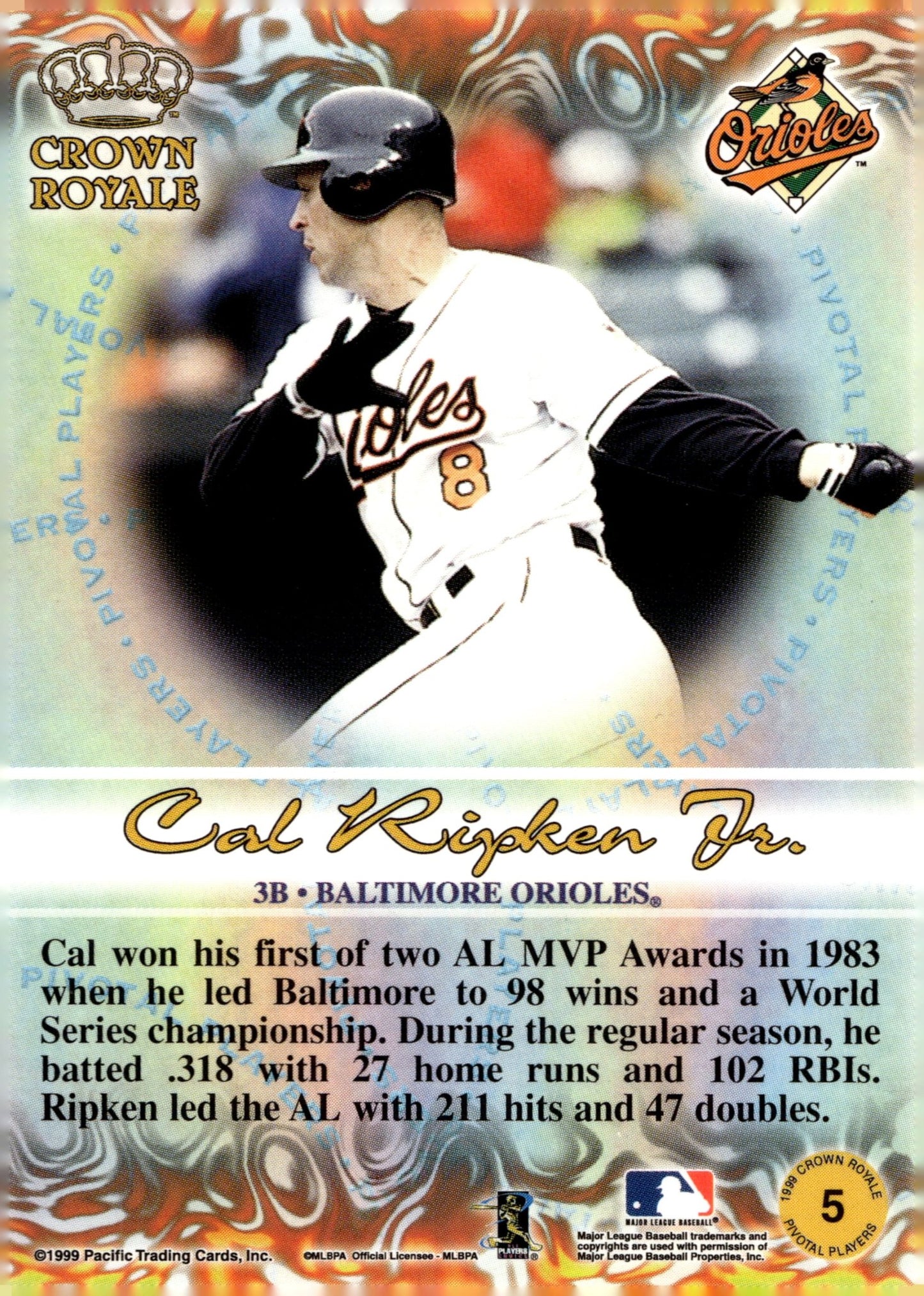 Cal Ripken Jr. 1999 Pacific Crown Royale Pivotal Players #5 - Collector Store LLC