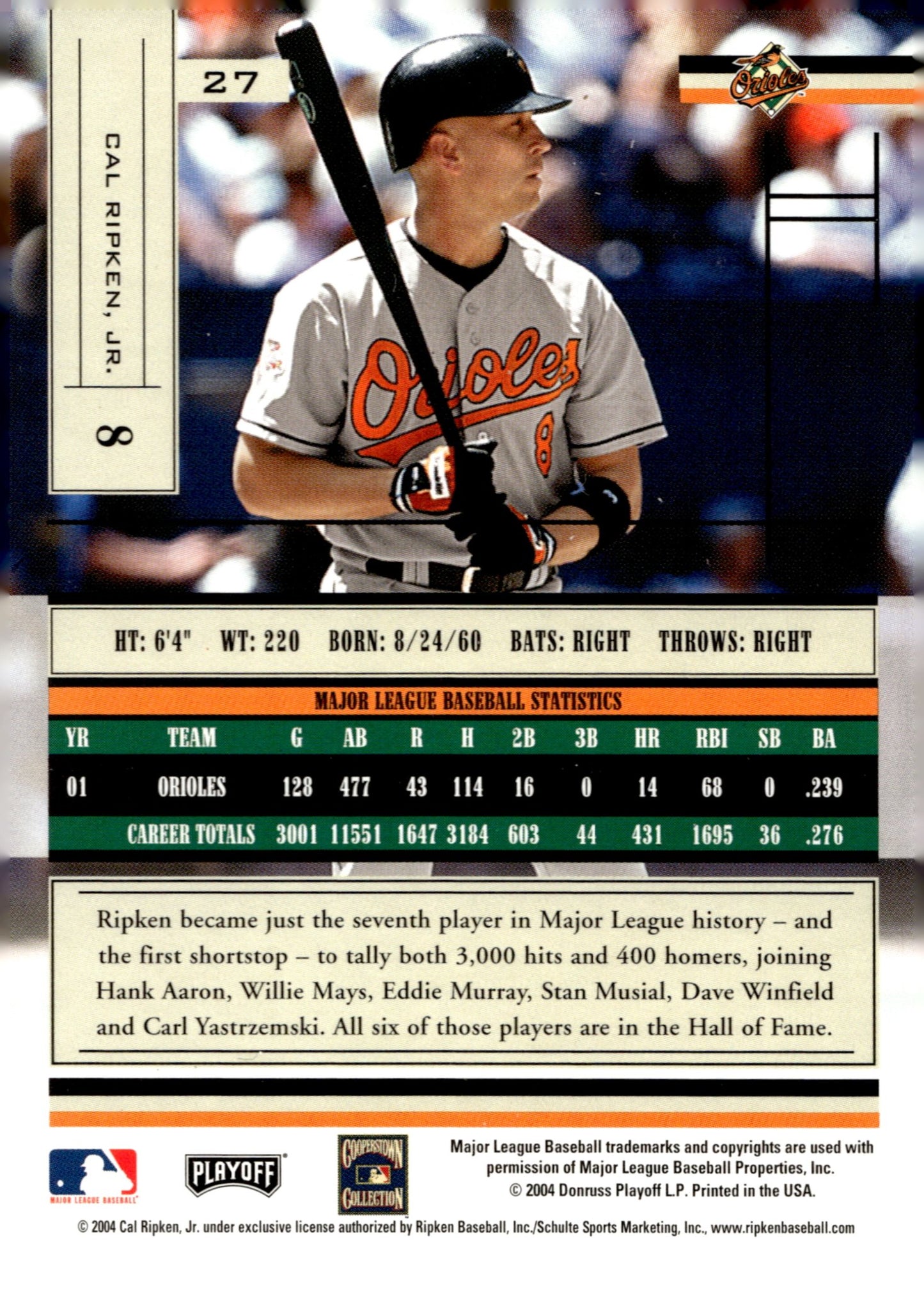 Cal Ripken Jr. 2004 Playoff Absolute Memorabilia 27 - Collector Store LLC