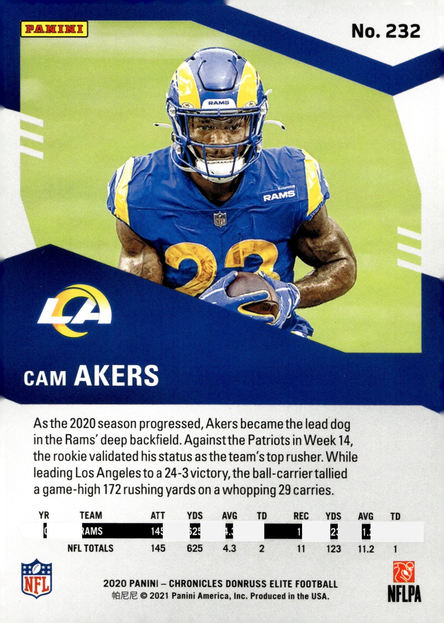 Cam Akers 2020 Panini Chronicles Donruss Elite Holo RC #232 - Collector Store LLC