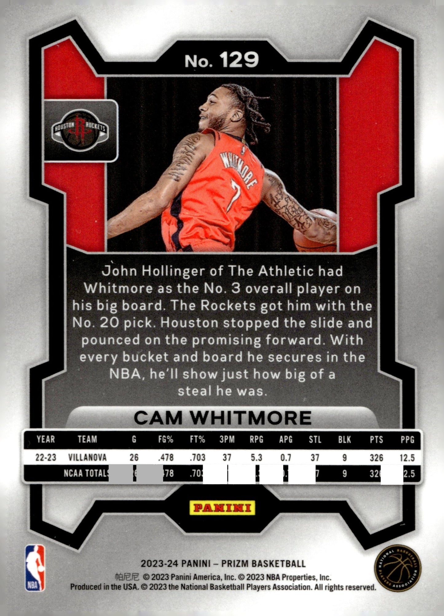 Cam Whitmore 2023 - 24 Panini Prizm RC #129 - Collector Store LLC