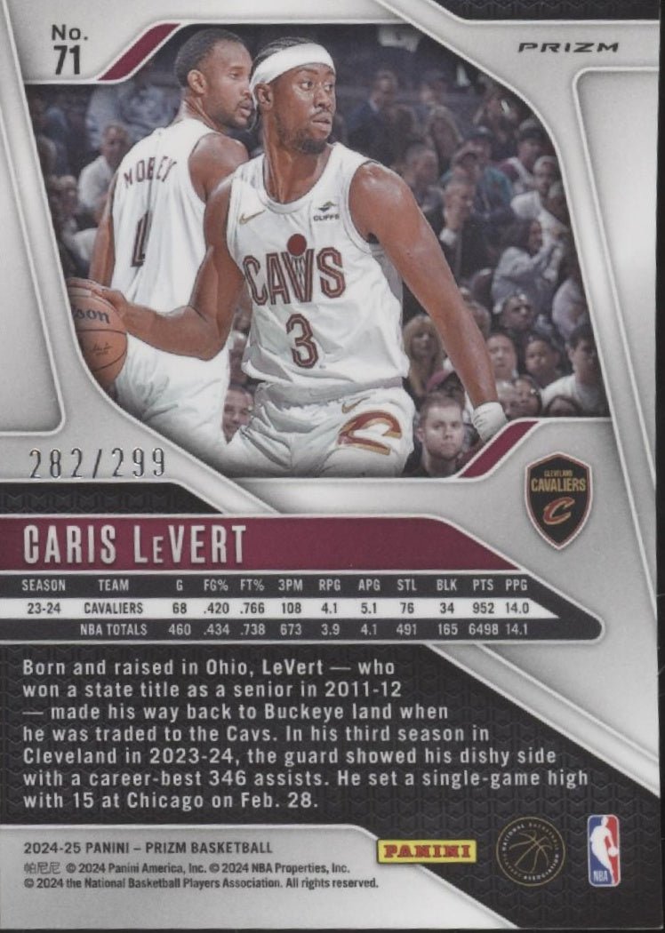 Caris LeVert 2024 - 25 Panini Prizm Red Ray Wave Red Prizm 282/299 71 - Collector Store LLC