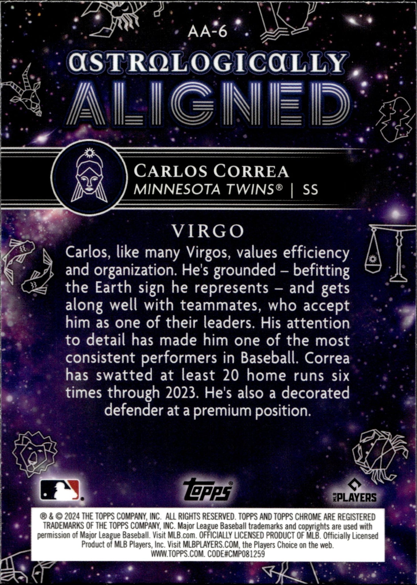 Carlos Correa 2024 Topps Chrome Cosmic Astrologically Aligned Refractor #AA - 6 - Collector Store LLC