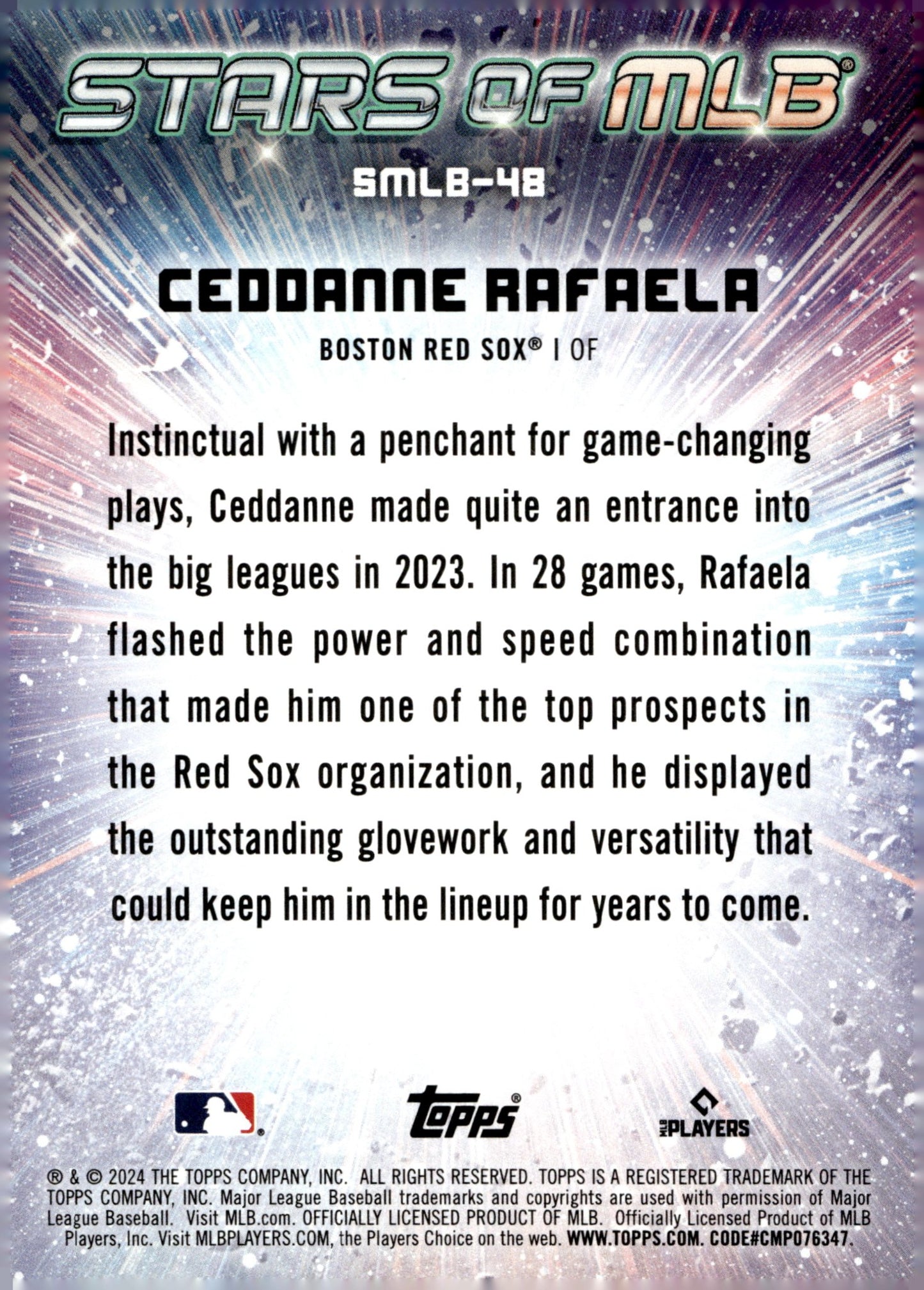 Ceddanne Rafaela 2024 Topps Series 2 Stars of MLB RC SMLB - 48 - Collector Store LLC