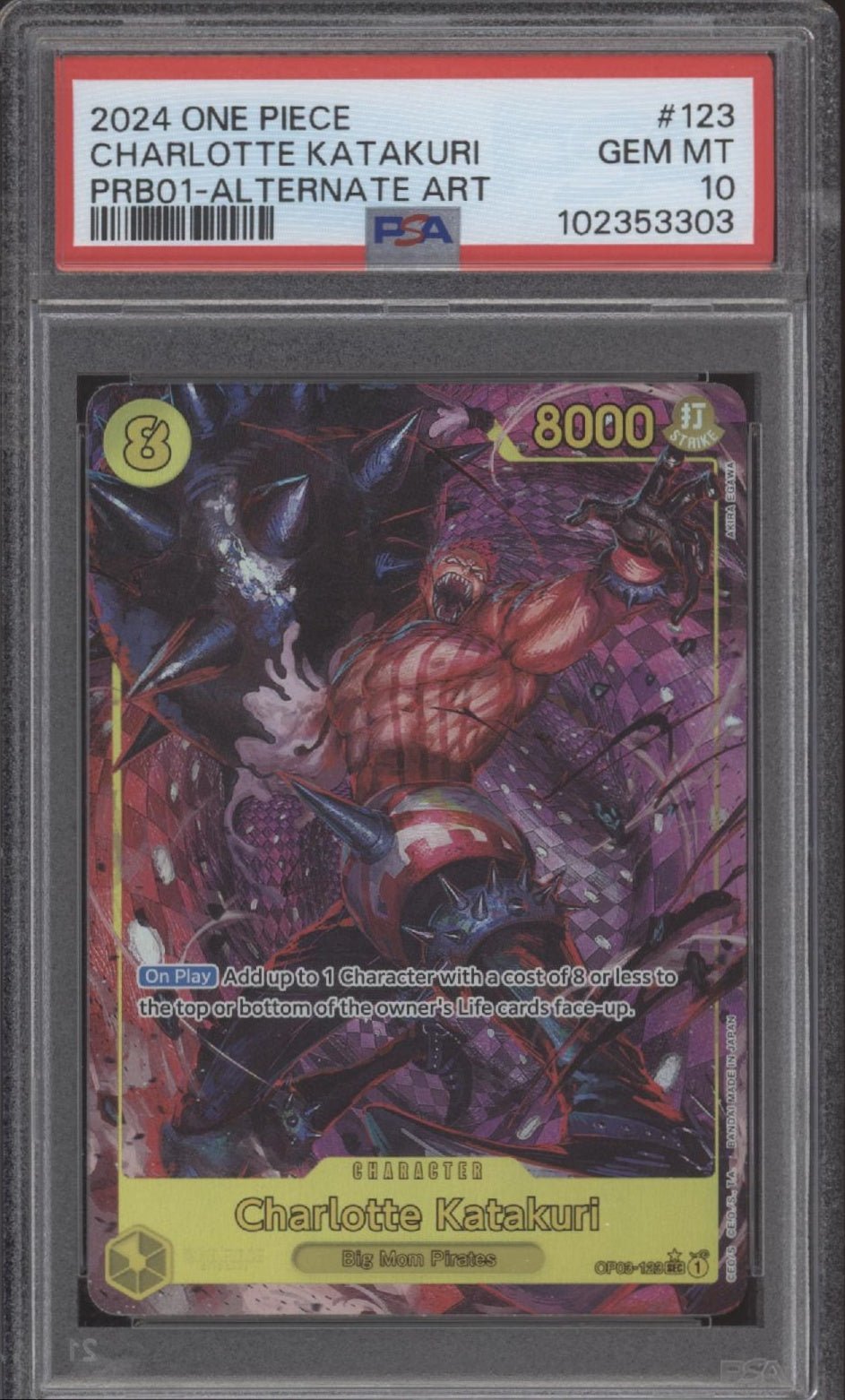 Charlotte Katakuri One Piece Card Game The Best Alternate Art #123 PSA 10 - Collector Store LLC