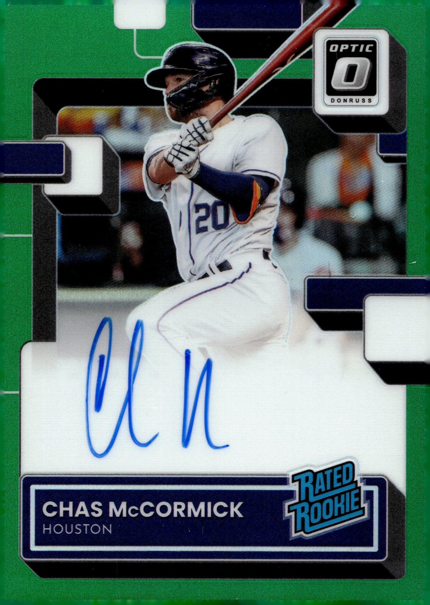 Chas McCormick 2022 Panini Donruss Optic Rated Rookie Green Prizm RC Auto 3/8 - Collector Store LLC
