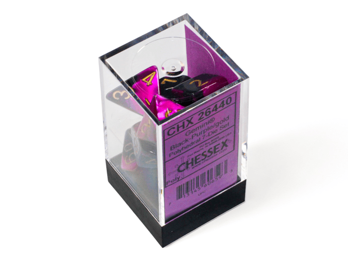 Chessex: Gemini Black/Purple Polyhedral 7 - Dice Set - Collector Store LLC