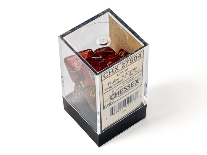 Chessex: Glitter Ruby/Gold Polyhedral 7 - Dice Set - Collector Store LLC