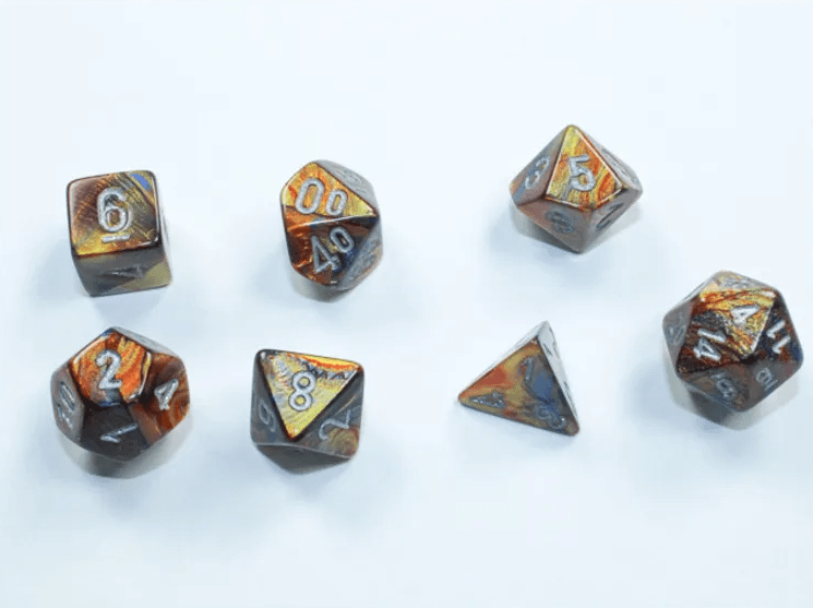 Chessex: Lustrous Gold/Silver MINI Polyhedral 7 - Dice Set - Collector Store LLC