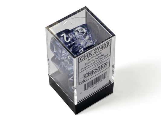 Chessex: Nebula Black/White Polyhedral 7 - Dice Set - Collector Store LLC