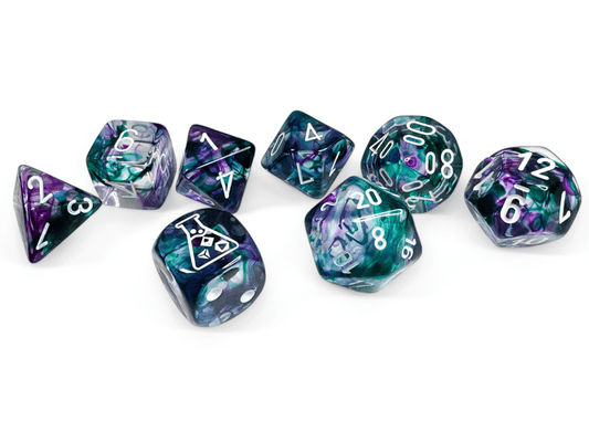 Chessex: Nebula Flourite/White Polyhedral 7 - Dice Set (with Bonus Dice) - Collector Store LLC