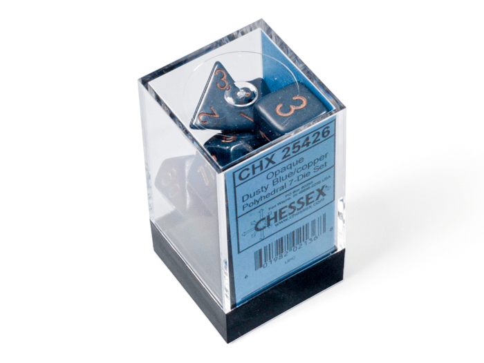 Chessex: Opaque DustyBlue/Copper Polyhedral 7 - Dice Set - Collector Store LLC