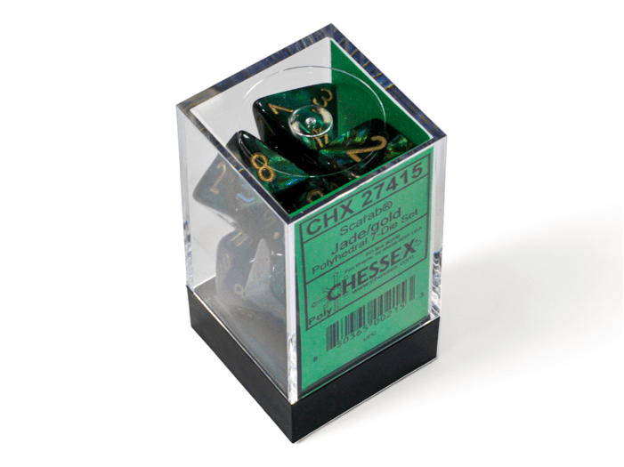 Chessex: Scarab Jade/Gold Polyhedral 7 - Dice Set - Collector Store LLC