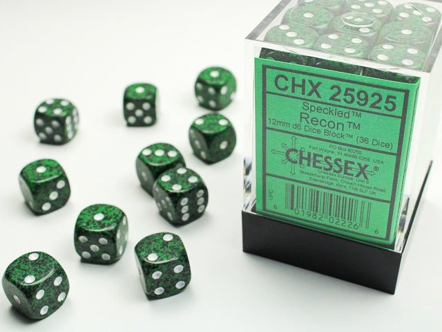 Chessex: Speckled Recon 12mm d6 Dice Block (36 Dice) - Collector Store LLC