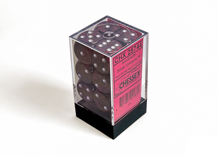 Chessex: Speckled Silver Volcano 16mm d6 Dice Block (12 Dice) - Collector Store LLC