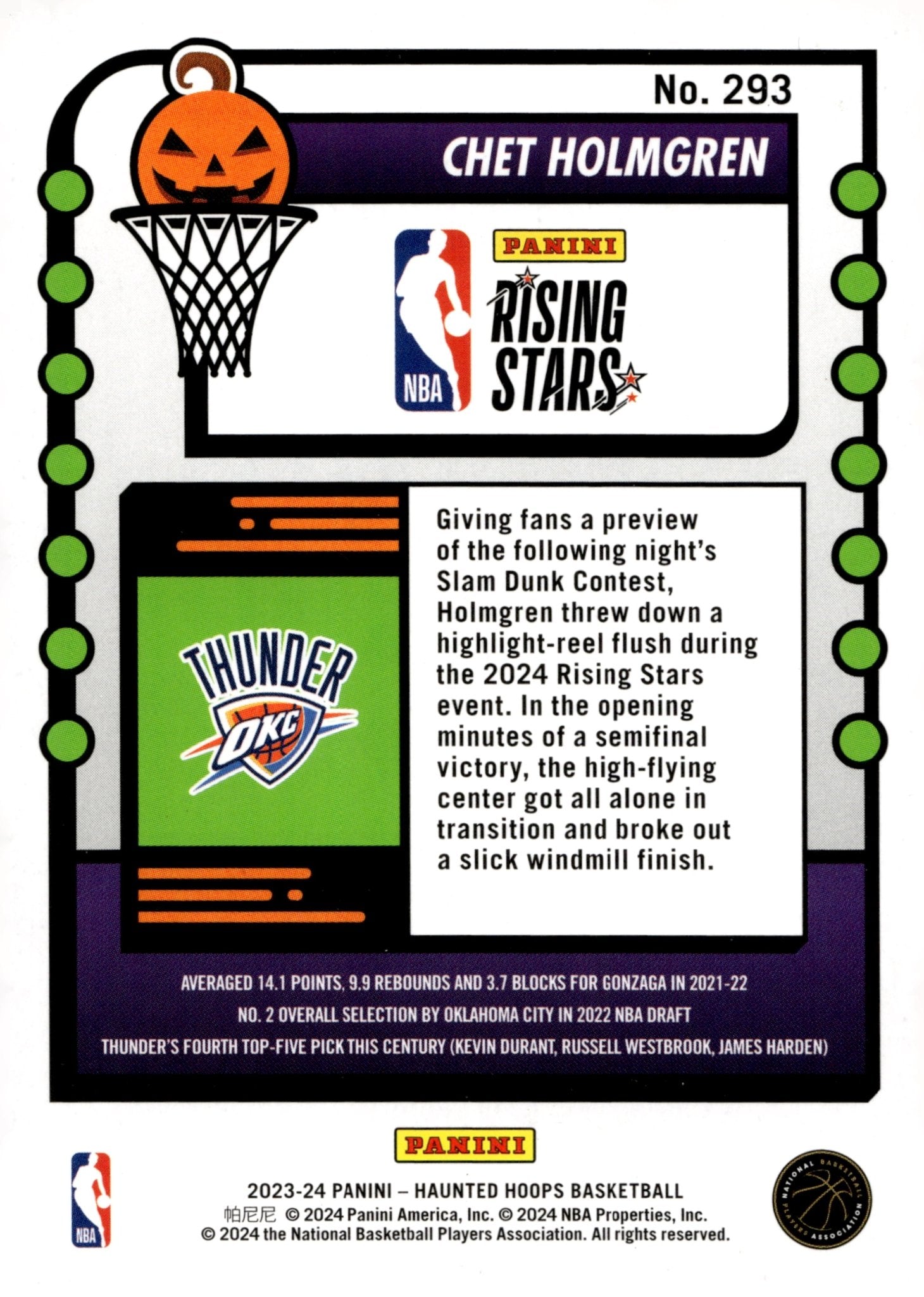 Chet Holmgren 2023 - 24 Panini Haunted Hoops Rising Stars #293 - Collector Store LLC