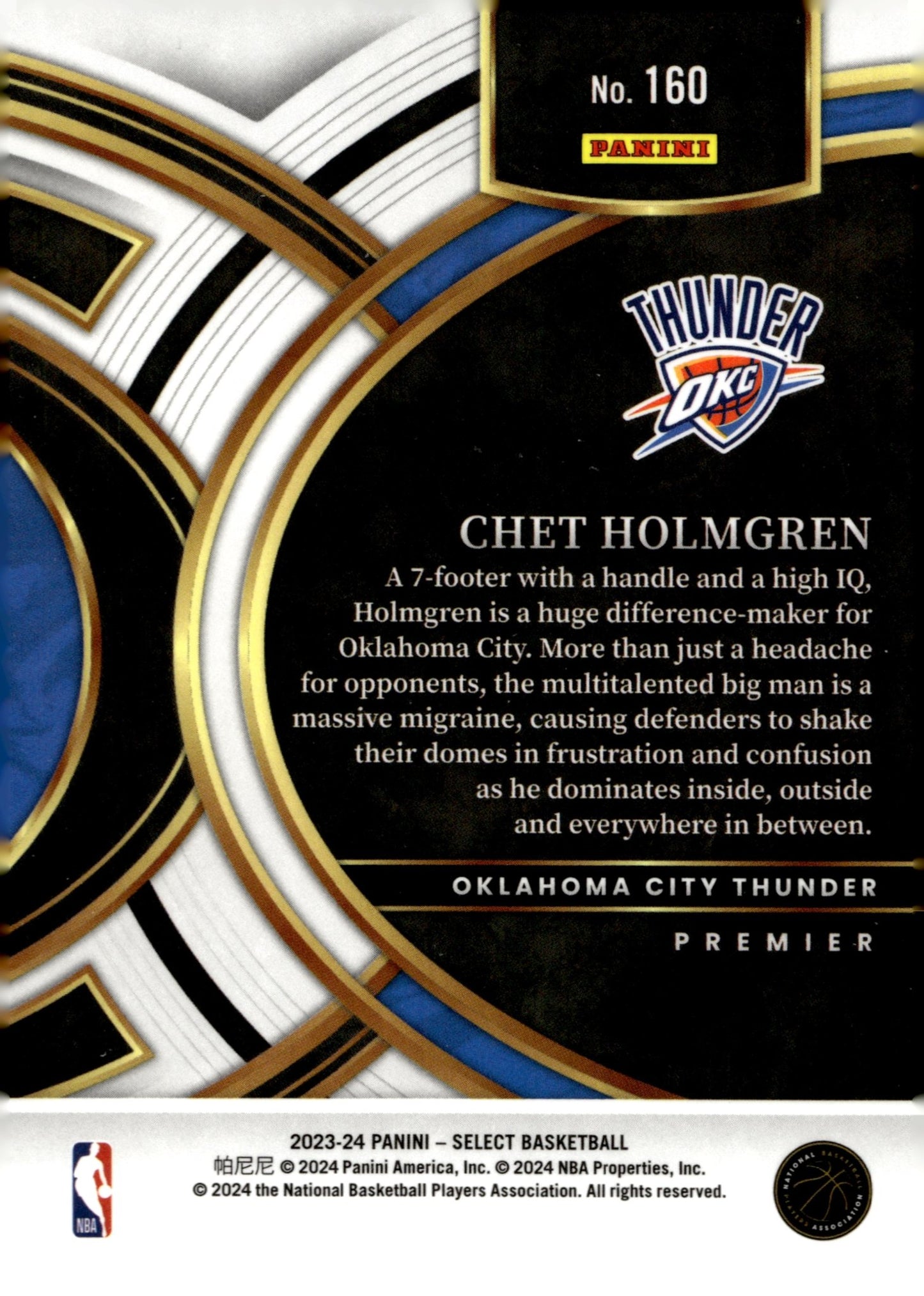 Chet Holmgren 2023 - 24 Panini Select Blue #160 - Collector Store LLC